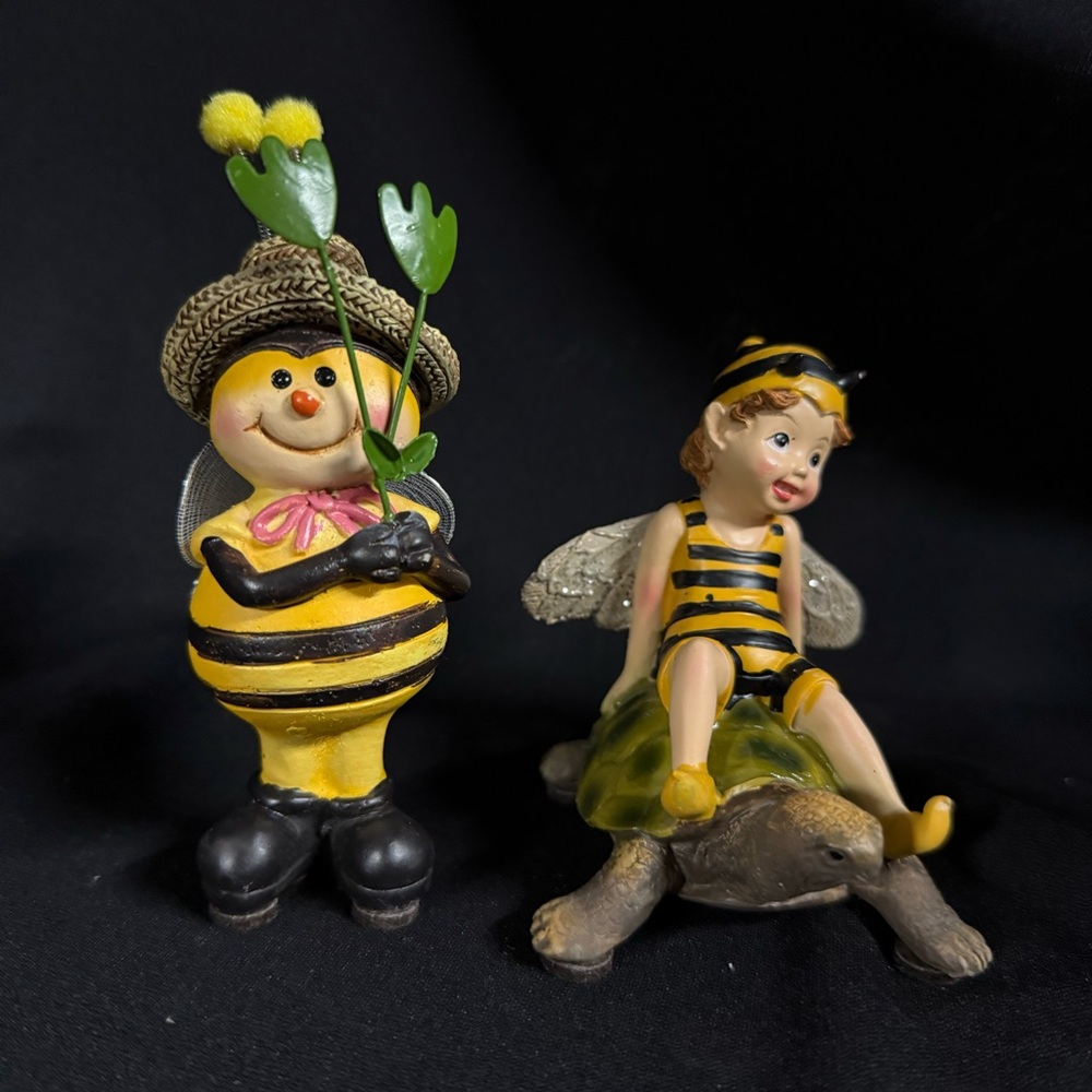 Charming Yellow and Black Bee Figurine Set